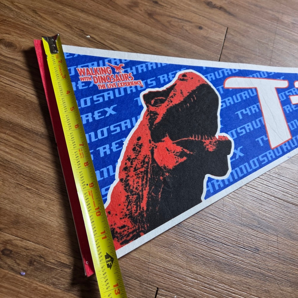 Vintage 1998 Walking With Dinosaurs Live Experience T-Rex Felt Pennant 12"x30" - Picture 3 of 4